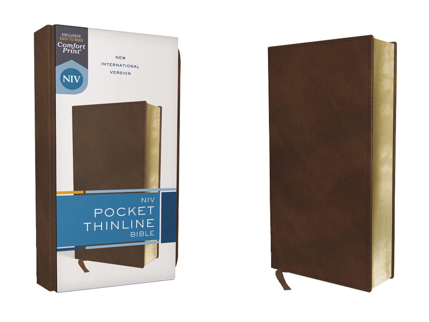 Niv, Pocket Thinline Bible, Leathersoft, Brown, Red Letter,