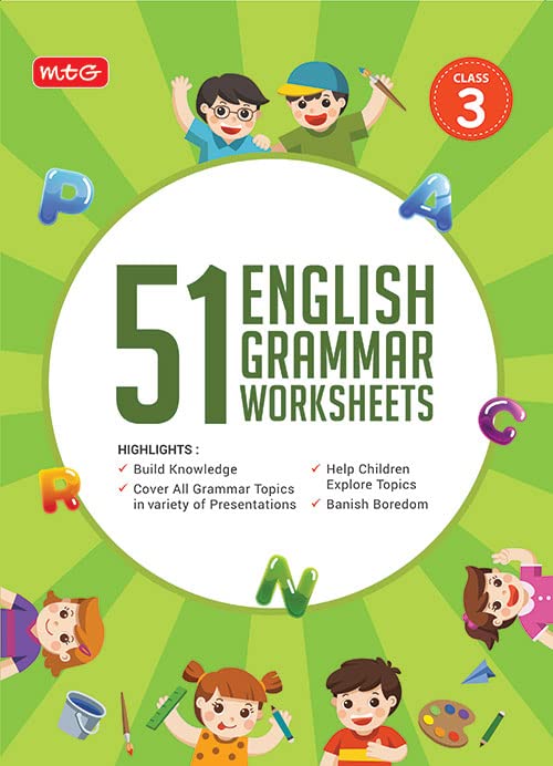 MTG 51 English Grammar Worksheets Class 3 – Grammar Work books to practice English concepts in interactive way (Based on CBSE/NCERT)