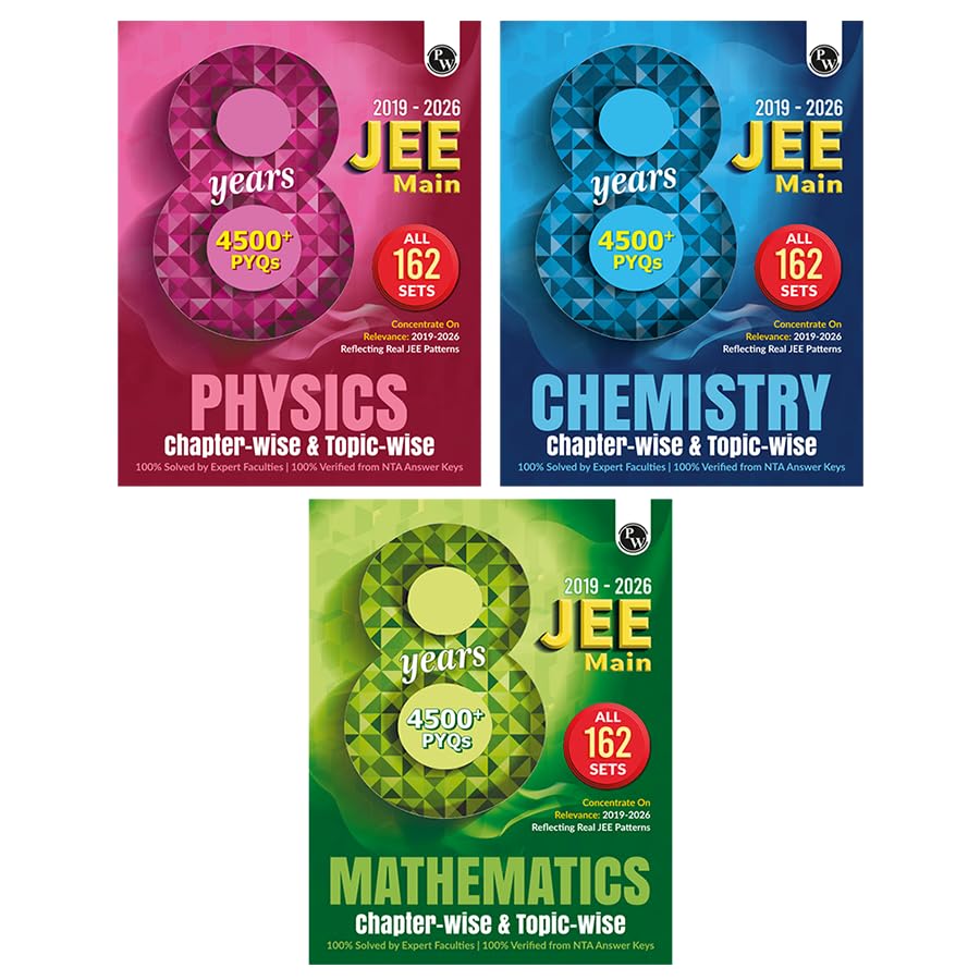 PW JEE Main 8 Years (2019-2026) PYQs Physics, Chemistry, Maths