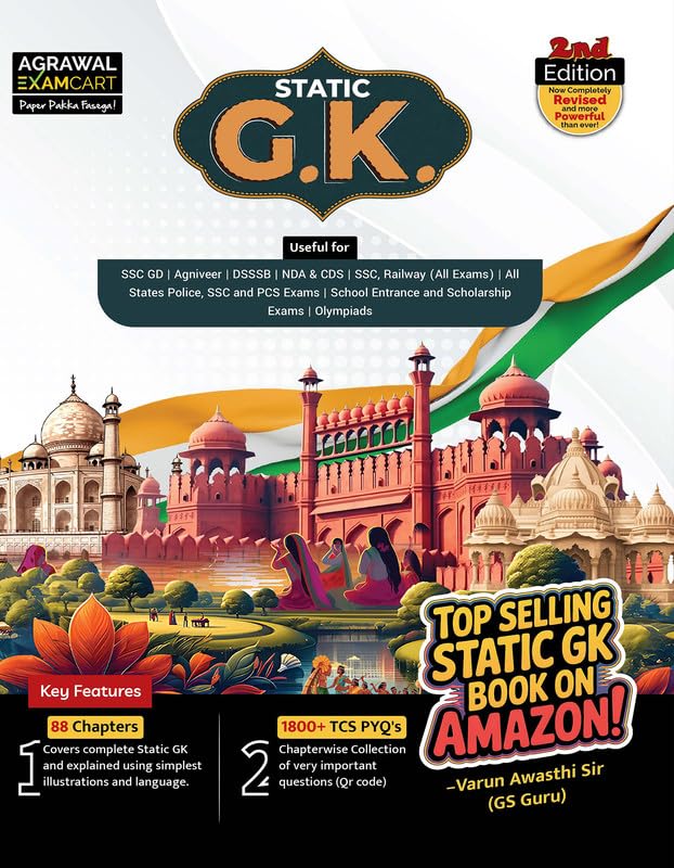 Examcart All Competitive Exams Static GK Book 2026 by Varun Awasthi | 88 Chapters, 1800+ PYQs, Chapterwise Theory | For SSC GD, Railway, NDA, CDS, Agniveer, Police, PCS, DSSSB Exams (English Medium)
