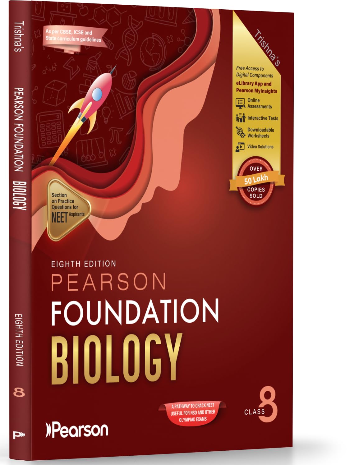 Pearson'26 Foundation Class 8 Biology|For NEET, NTSE & Olympiad Exams| NEET Practice Questions|Online Assessments, 33 Video Solutions & 7 Interactive Tests in Pearson MyInsights & elibrary|8th edition