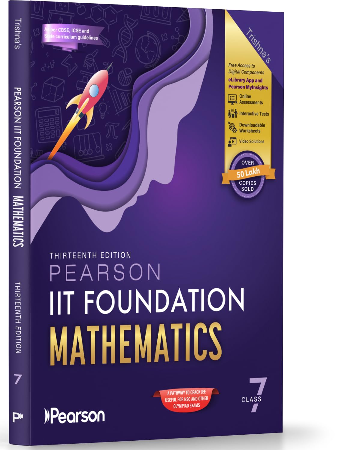 Pearson'26 IIT Foundation Class 7 Math|For JEE, NTSE & Olympiad Exams|JEE Practice Questions|Free 10 Online Assessments, 50 Video Solutions &10 Interactive Tests via Pearson MyInsights & elibrary