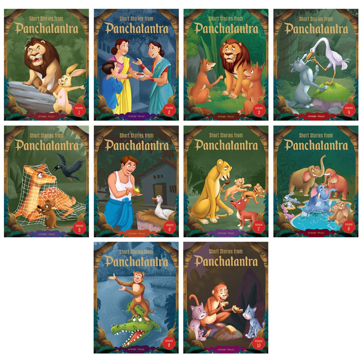 Short Stories From Panchatantra - Collection Of 10 Books: Abridged Illustrated Stories For Children
