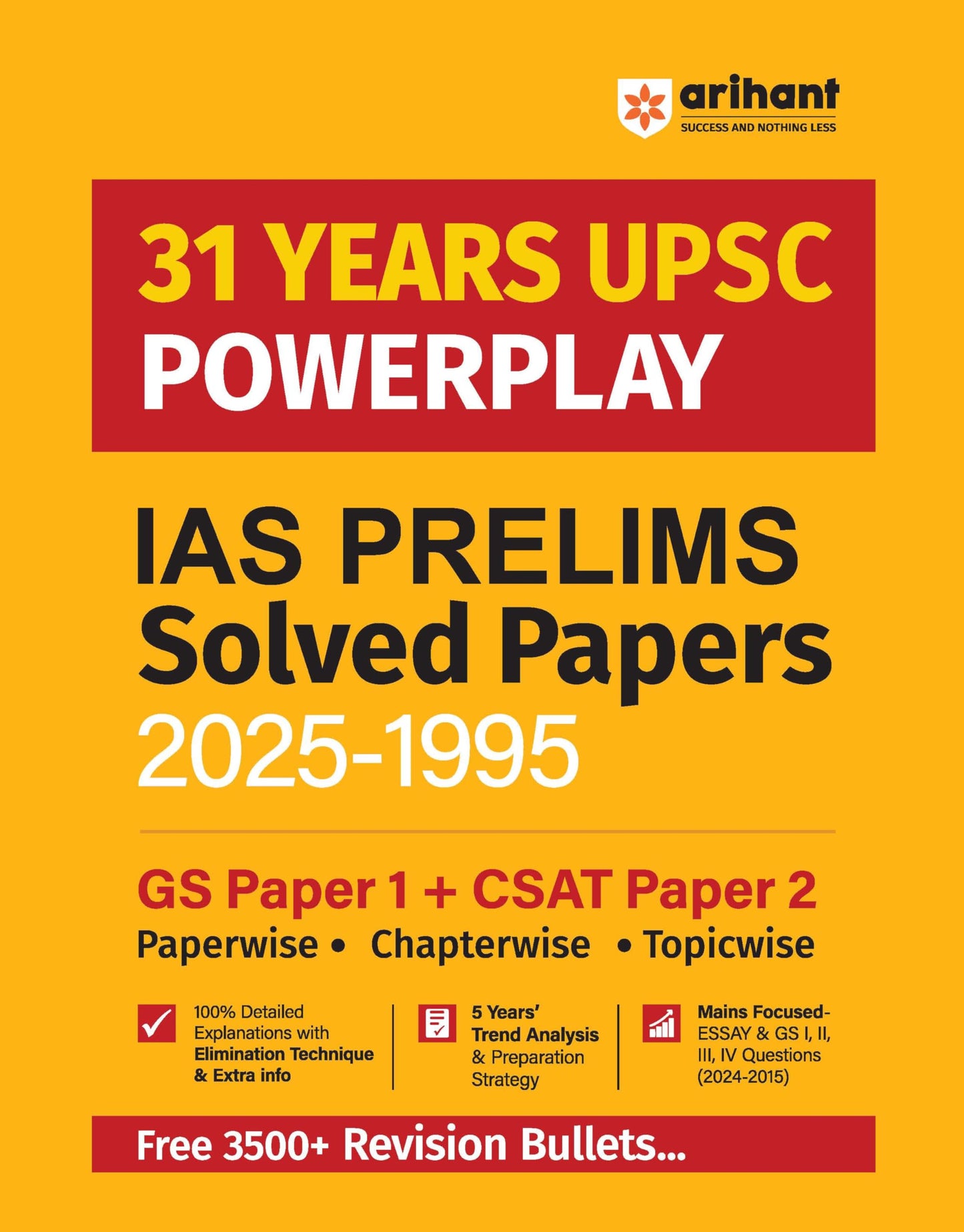 Arihant 31 Years UPSC Powerplay IAS Prelims Solved Papers (2025-1995)