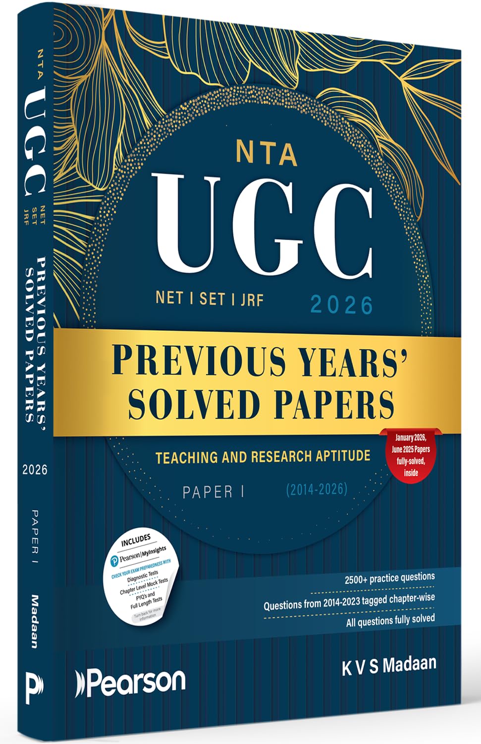 Pearson'26 NTA UGC NET SET,JRF Paper 1 Previous Years' Solved Papers-2014 to 2026 (Teaching & Research Aptitude)|January 2026 & June 2025 Solved paper