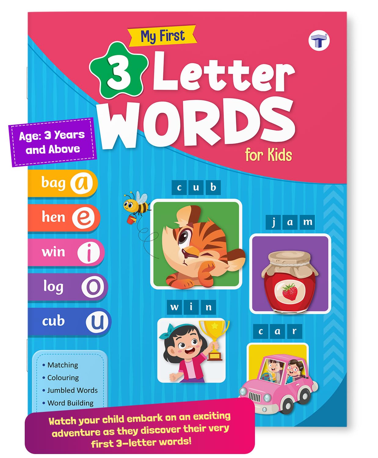 My First 3 Letter Words Book for Kids | Tracing & Activities Book with Colourful Illustrations | Phonic Reading Book | English Reading Book For Children