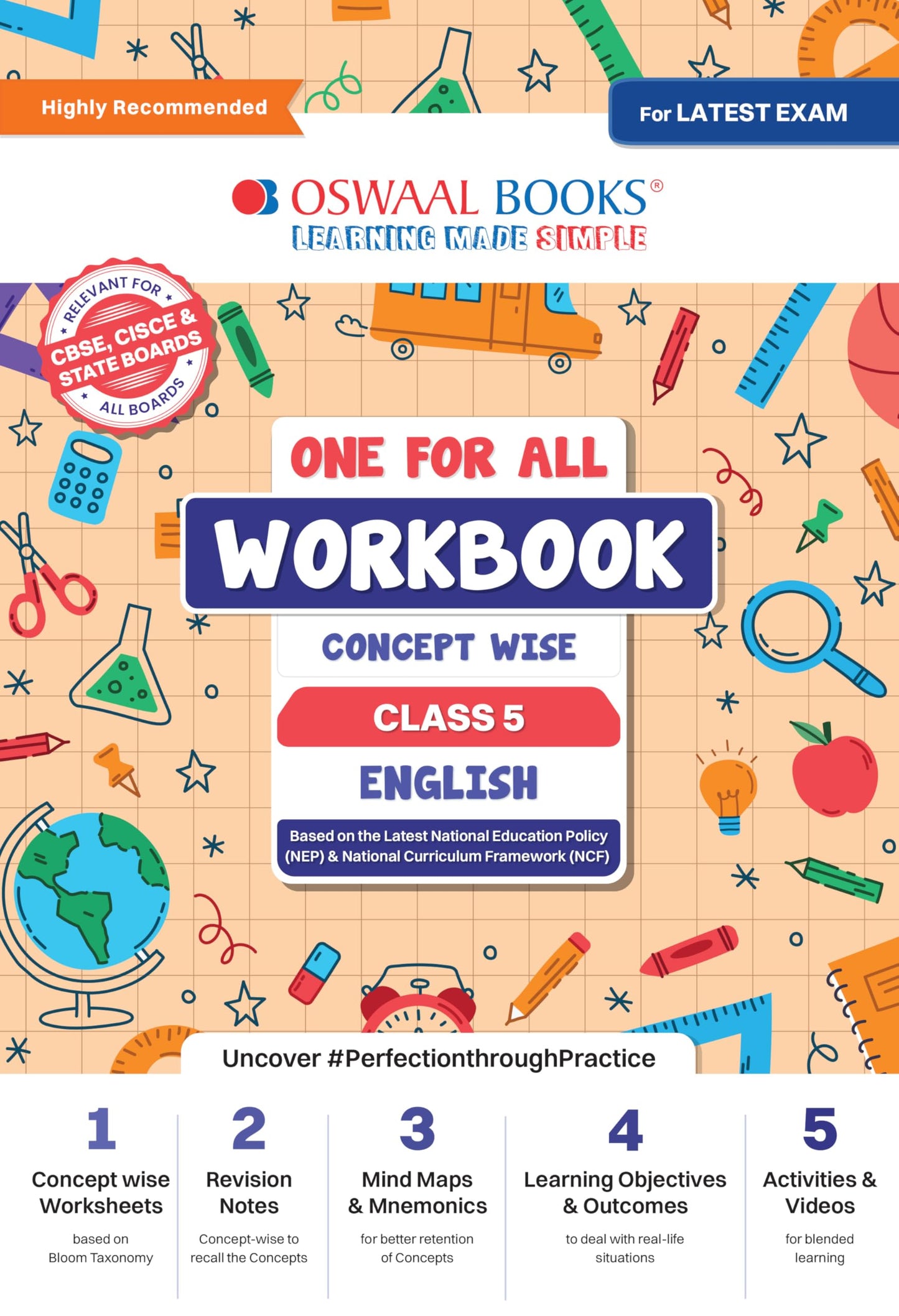 Oswaal One for All Workbook with Practice Worksheets Class 5 – English | As per NEP & NCF (NCERT) | Useful for CBSE & ICSE | Strengthen Reading, Grammar & Confident Writing Skills