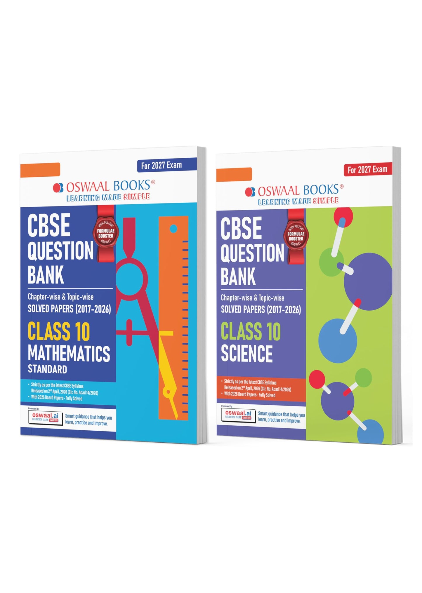 Oswaal CBSE Question Bank Maths Standard | Science (Set of 2 Books) For Class 10 Chapterwise and Topicwise SOLVED PAPERS With Mind Maps & Revision Notes For 2027 Exam