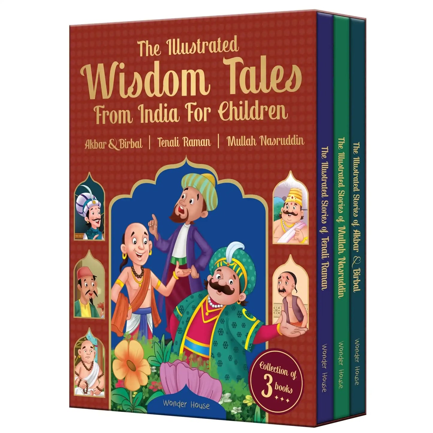 The Illustrated Wisdom Tales From India For Children (Boxed Set Of 3 Books)-Tenali Rama |Akbar And B