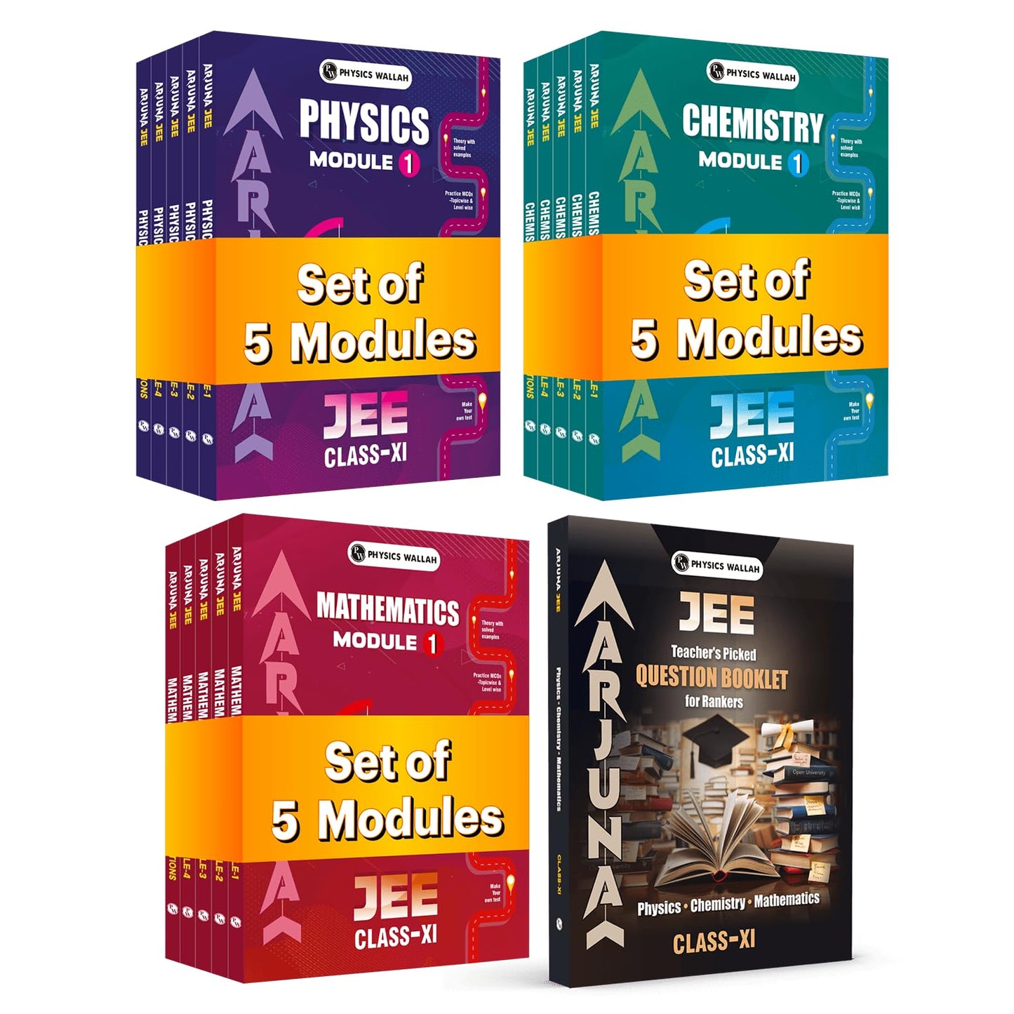 PW Arjuna For JEE Main & Advanced Class 11 Physics, Chemistry, Mathematics Modules and Question Booklet with Solutions Combo Set of 16 Books (2026 Edition)