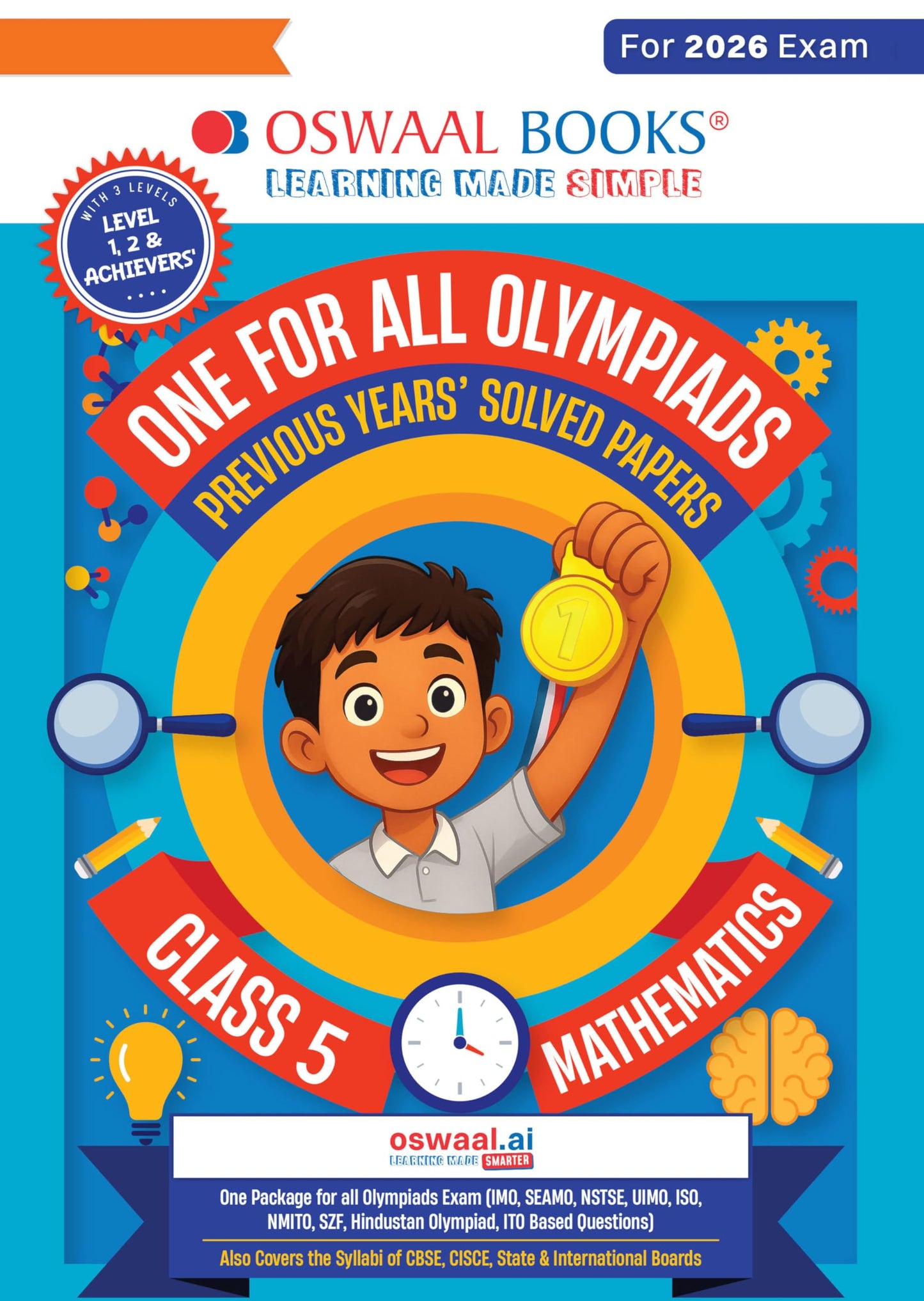 Oswaal One For All Olympiads Class 5 Maths Prep-Guide Book | Chapter-wise Previous Years' Solved Papers | Questions for SOF IMO & Other Olympiad Exams 2026 | With Sample Practice Papers & Oswaal.AI