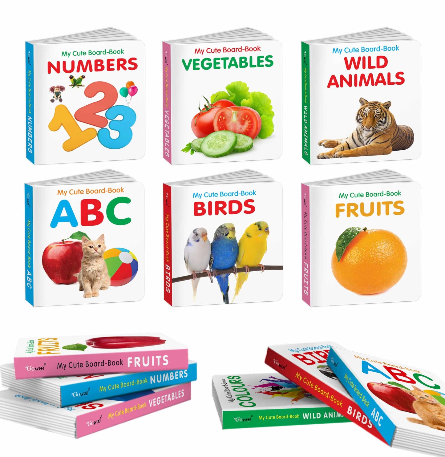 Pocket Books Set of ABC, Numbers, Fruits, Vegetables, Wild Animals, Bi