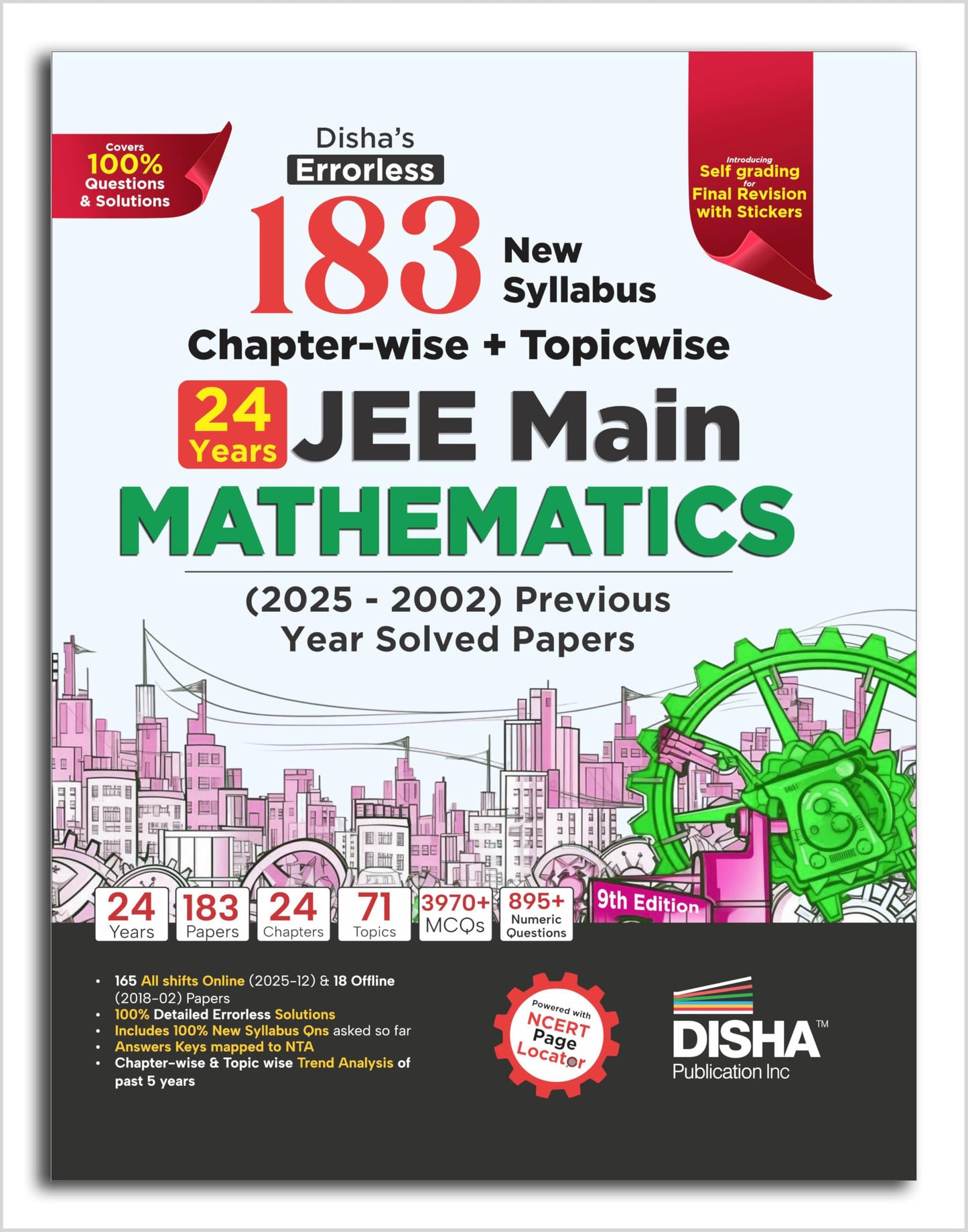 Disha's 183 New Syllabus Chapter-wise & Topic-wise JEE Main Mathematics (2025 - 2002) Previous Year Solved Papers 9th Edition | NCERT PYQ Question Bank with 100% Detailed Solutions