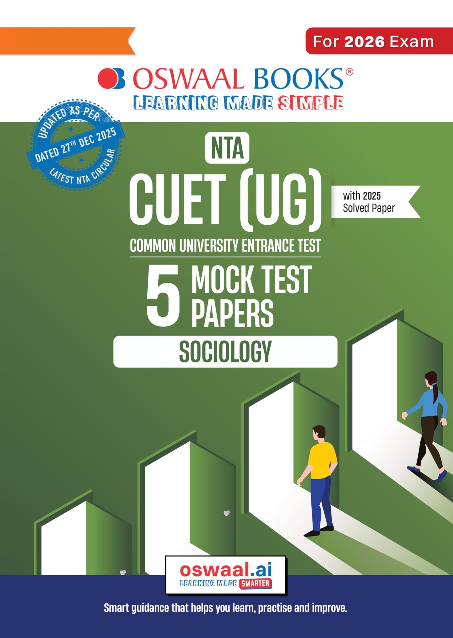 Oswaal NTA CUET (UG) 5 Mock Test Papers Sociology For 2026 Exam (Section –II) (as per latest 27 Dec., notification) | 250+ MCQs for Practice | Includes 2025 Paper- fully solved | With Oswaal AI