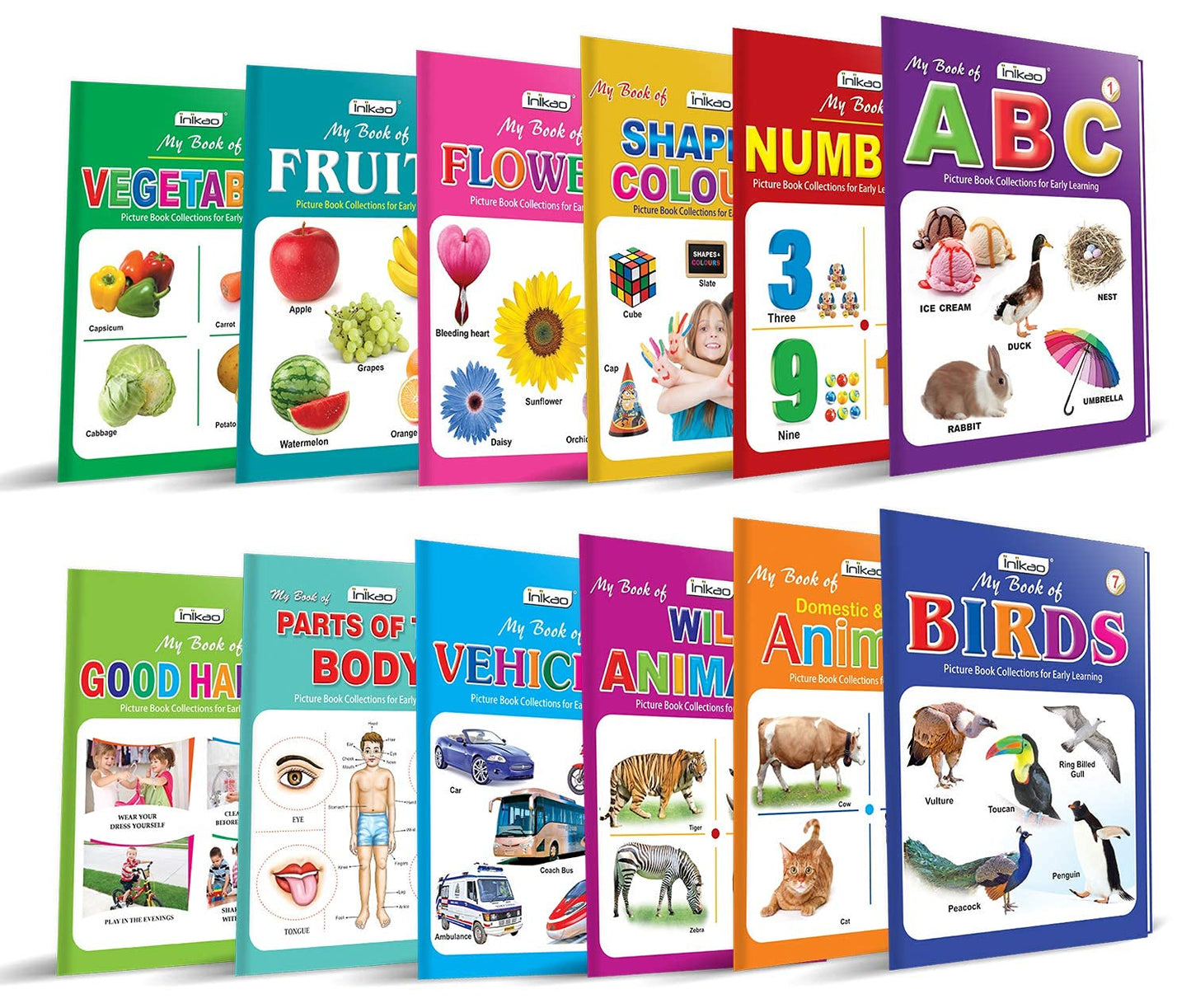 Picture Books Collections Set of 12 for Kids (Age 2–5) | Early Learning Books Combo | Alphabets, Numbers, Animals, Colours, Good Habits & More | ... (Picture Books Collection for Early Learning)