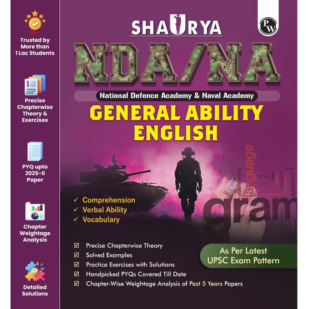 PW Shaurya NDA/NA General Ability English Book | Latest 2025 Solved Paper | Comprehension, Verbal Ability, Vocabulary | Chapterwise Theory, PYQs, Practice Exercises for 2025–26 Exam