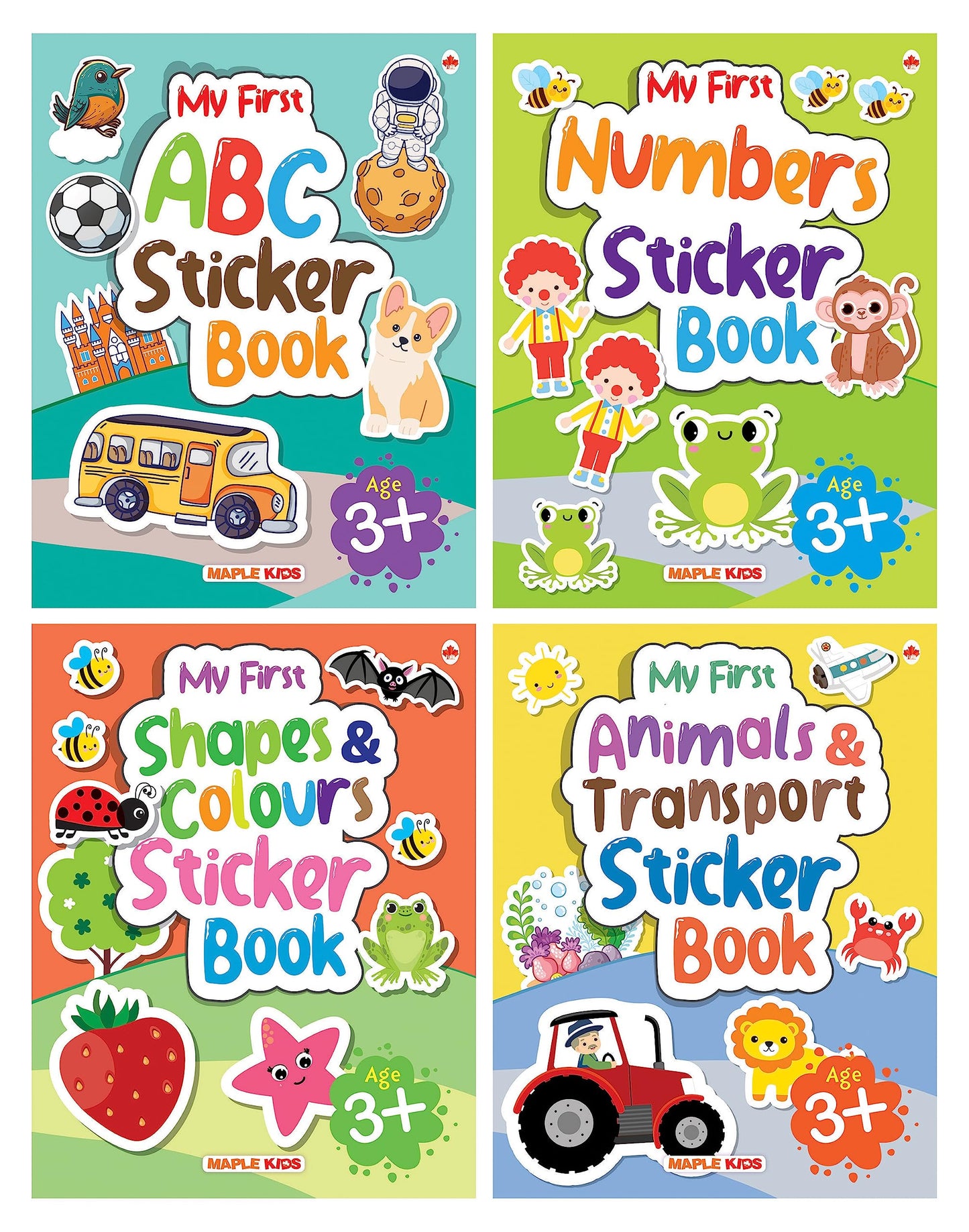My First Sticker Books - Alphabet, Numbers, Shapes and Colours, Animals and Transport (Set of 4 Books) - Activity Books with 400+ stickers - Age 3+