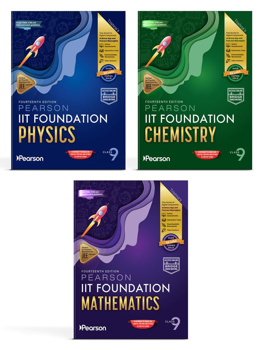 Pearson IIT Foundation' 26 Class 9 Physics Chemistry Mathematics |For JEE, NTSE & Olympiad Exams| Includes JEE Practice Questions|Free acess to Online Assessments, Video Solutions & Interactive Tests