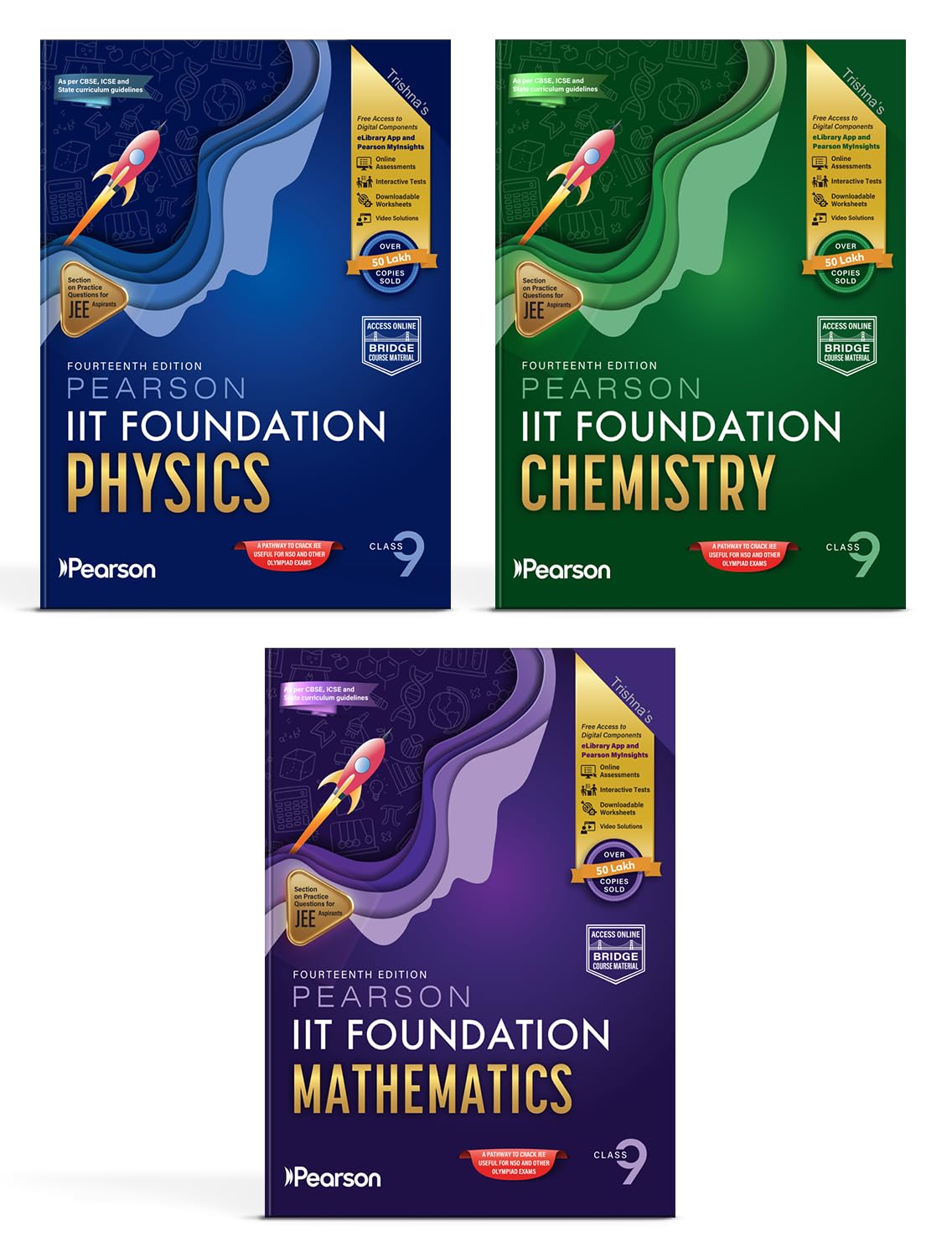 Pearson IIT Foundation' 26 Class 9 Physics Chemistry Mathematics |For JEE, NTSE & Olympiad Exams| Includes JEE Practice Questions|Free acess to Online Assessments, Video Solutions & Interactive Tests