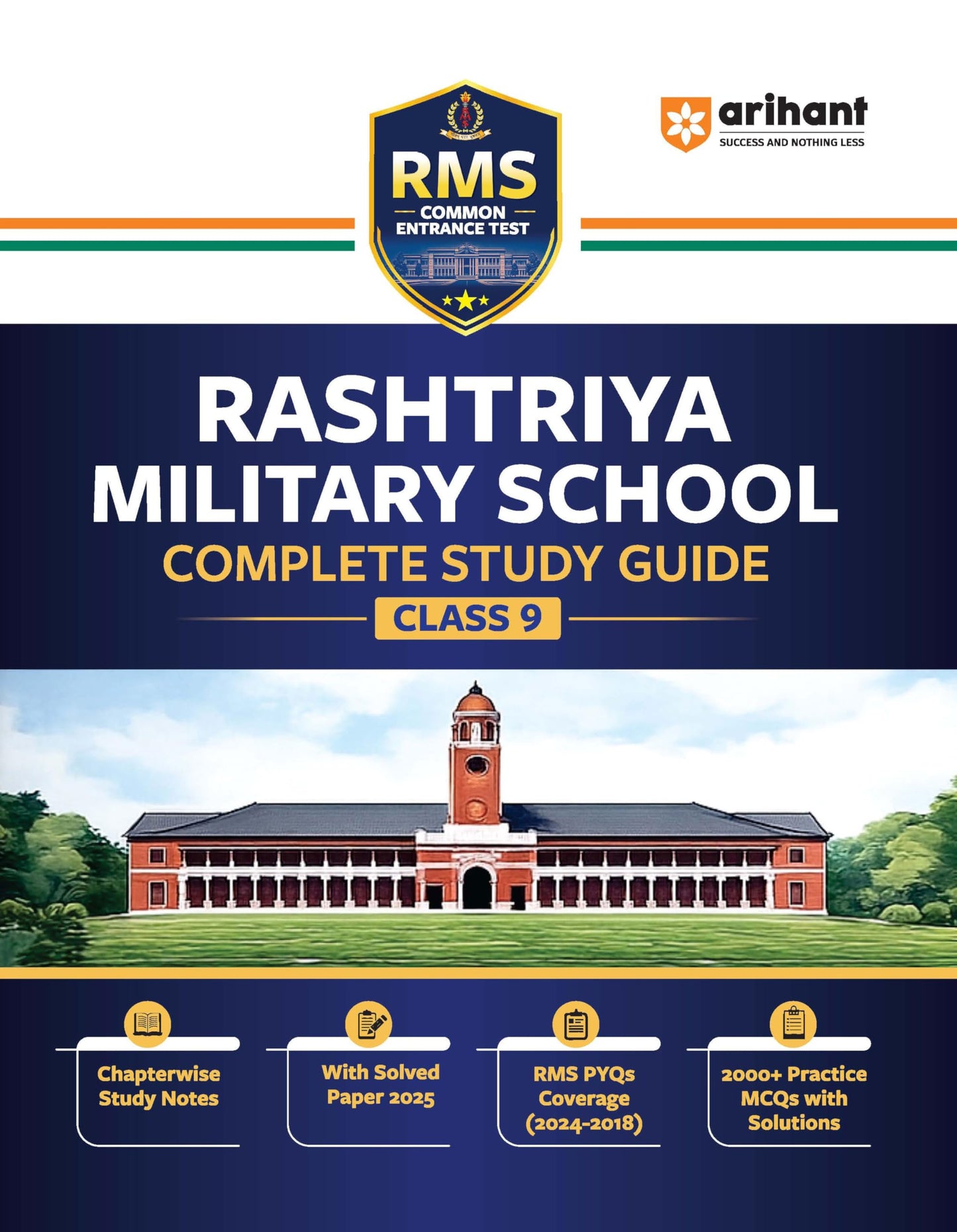 Arihant RMS (Rashtriya Military School) Class 9 Entrance Test 2026 | Complete Study Guide with Chapterwise Notes | Solved Paper 2025 | RMS PYQs ... | 2000+ Practice MCQs with Detailed Solutions