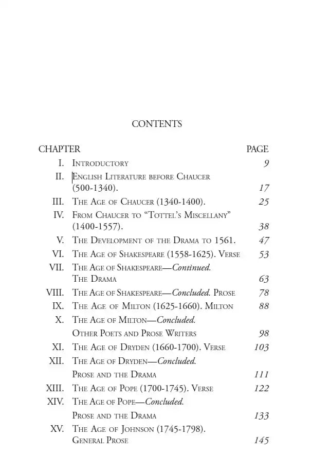 An Outline History Of English Literature
