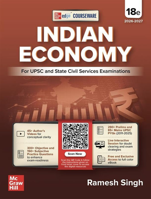 Indian Economy Courseware, 18e by Ramesh Singh for UPSC 2026 | 250+ Solved Online Prelims PYQs (2011-2025) | 80+ Online Mains PYQs (2013-2024) | 45+ Author Videos | Economic Survey & Union Budget