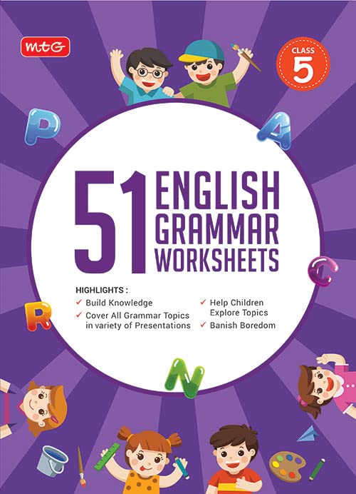 MTG 51 English Grammar Worksheets Class 5 – Grammar Work books to practice English concepts in interactive way (Based on CBSE/NCERT)