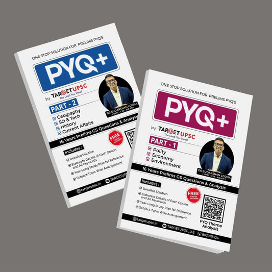 Target UPSC PYQ+ - 16 Years Prelims GS Questions & Analysis - Part 1 & 2 - Combo Set of 2 Book - Includes Free Course - Latest 2024-25 Edition