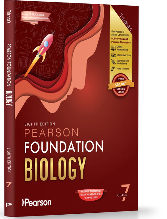 Pearson'26 Foundation Biology Class 7|For JEE, NTSE & Olympiad Exams|NEET Practice Questions| Free 11 Online Assessments, 31Video Solutions & 11 Interactive Tests via Pearson MyInsights & elibrary