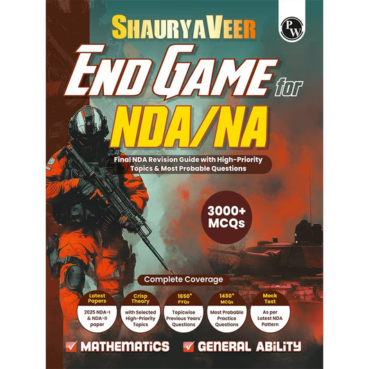 PW ShauryaVeer NDA Book 2026 – End Game for NDA/NA Maths & GAT | 3000+ MCQs with PYQs & Most Probable Questions | Crisp Theory + Mock Tests with Solutions