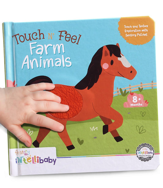 Intellibaby Premium Touch N' Feel Farm Animals Story Board Book for Kids, Sensory Learning With Soft Texture & Vibrant Images, Tactile Skill ... for 2+ Years Boys & Girls, Birthday Gift