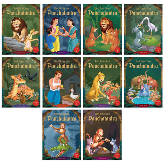 Short Stories From Panchatantra - Collection Of 10 Books: Abridged Illustrated Stories For Children