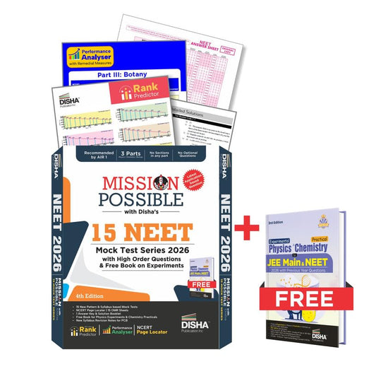 Mission Possible with Disha's 15 NEET Mock Test Series 2026 with High Order Questions & Free Book on Experiments 4th Edition | Rank Predictor, 15 Test Booklets & NCERT Locater