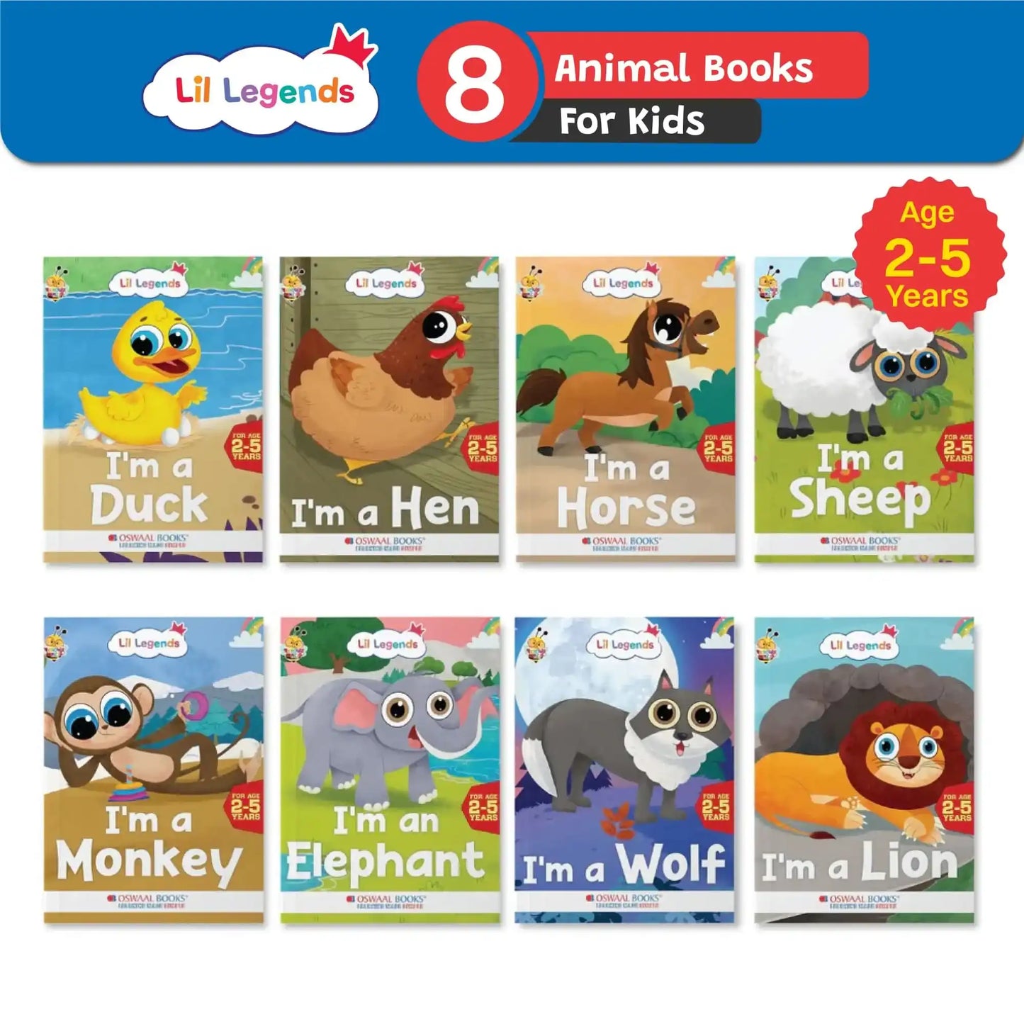 Oba Lil Legends Fascinating Farm & Wild Animals (Set Of 8 Books)