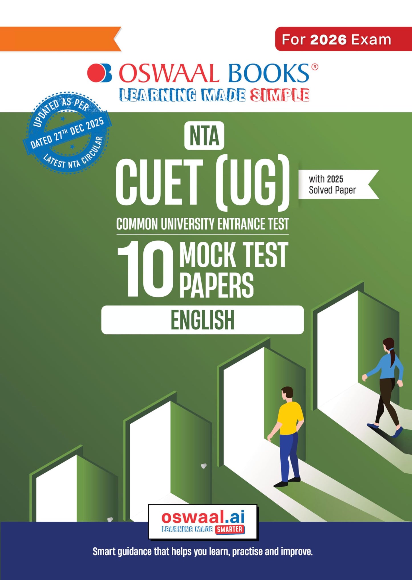 Oswaal NTA CUET (UG) 10 Mock Test Papers English For 2026 Exam (Section –I) (as per latest 27 Dec., notification) | 500+ MCQs for Practice | Includes 2025 Paper- fully solved | With Oswaal AI