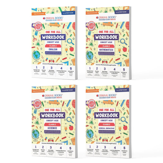 Oswaal One For All Workbook Concept Wise Class-2 English, Math, Science & General Knowledge (Set Of 4 Books) (For Latest Exam)