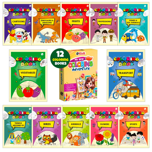 Set of 12 Colour Time Colouring Book for Kids, Fun Activity Book for Boys & Girls, Drawing Book for Kids 3-5 Years Old, Birthday & Return Gift