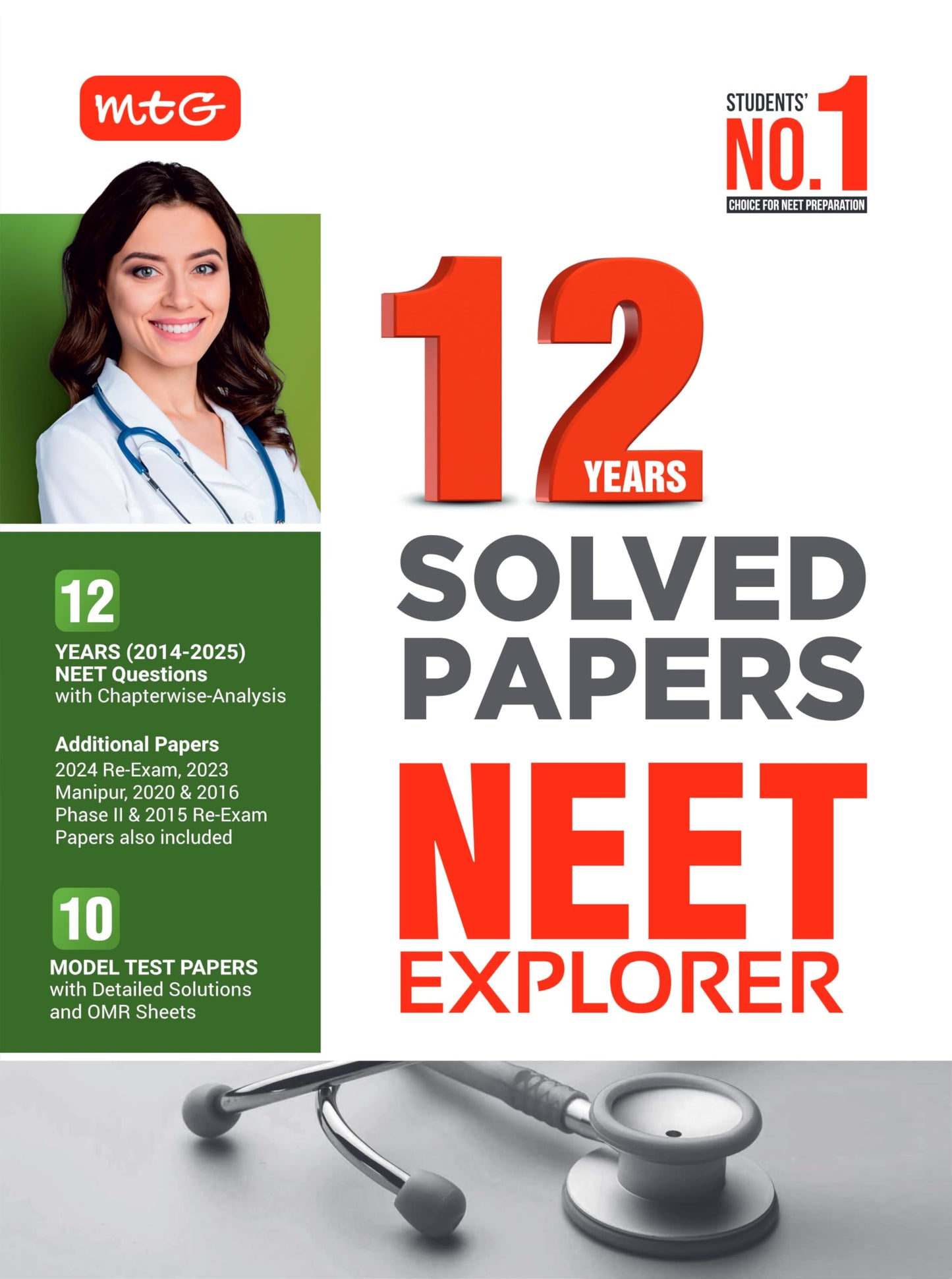 MTG 12 Years NEET (2014-2025) Previous Year Solved Papers (PYQ Book) with 10 Model Test Papers & OMR Sheets | NEET Explorer For 2026 Exam