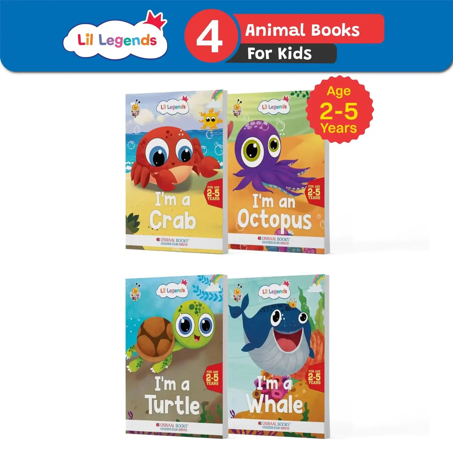 Oba Lil Legends Fascinating Sea Animals (Crab,Octopus,Turtle,Whale) (Set Of 4 Books)