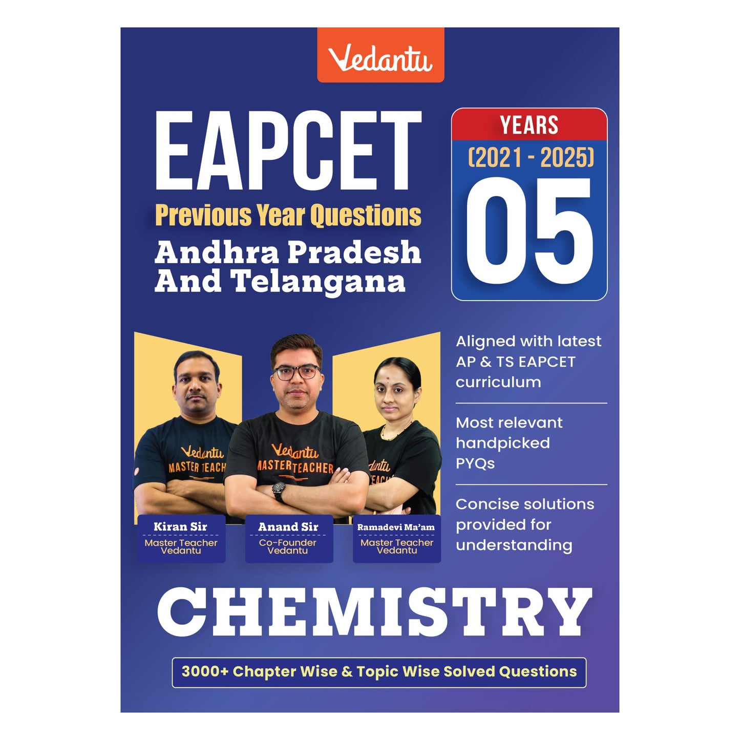 Vedantu EAPCET Chemistry PYQs Book 2021–2025 for AP & TS 2026 | Andhra Pradesh & Telangana EAPCET Previous Year Questions | 3000+ Chapter-Wise & ... Integrated Questions | Concise Solutions