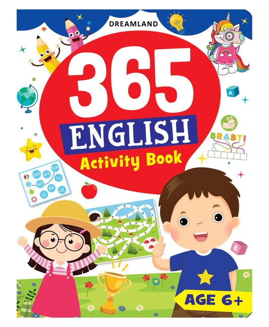 365 English Activity Book for Kids 6+ | Learn Alphabets, Spelling, Grammar, Phonics & Vowels | Dot-to-Dot, Coloring, Word Search, Fill in the Blanks, Puzzles | Fun Learning Workbook for English.