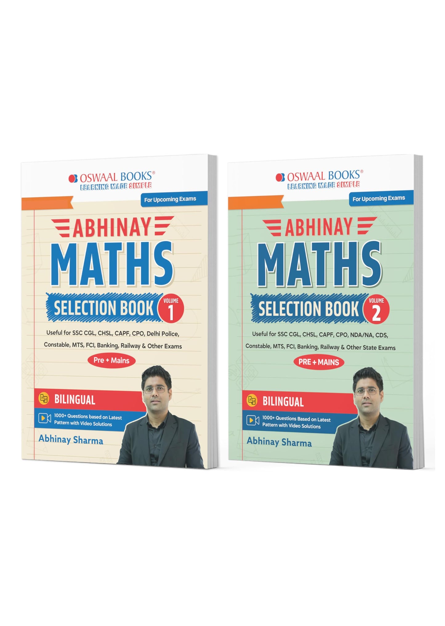 Abhinay Maths Selection Book–Vol. 1 & Vol. 2 (Set of 2 Books) Bilingual Workbook for SSC & All Govt Exams| Geometry, Mensuration, Coordinate Geometry, ... Height & Distance For Latest Exam