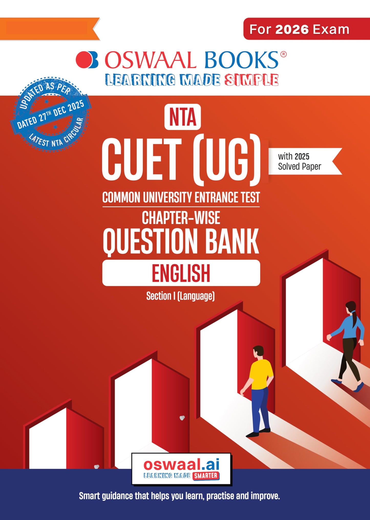 Oswaal NTA CUET (UG) Chapter-wise Question Bank English For 2026 Exam (as per latest 27 Dec., notification) | PYQs & 500+ NCERT aligned MCQs |With Oswaal AI