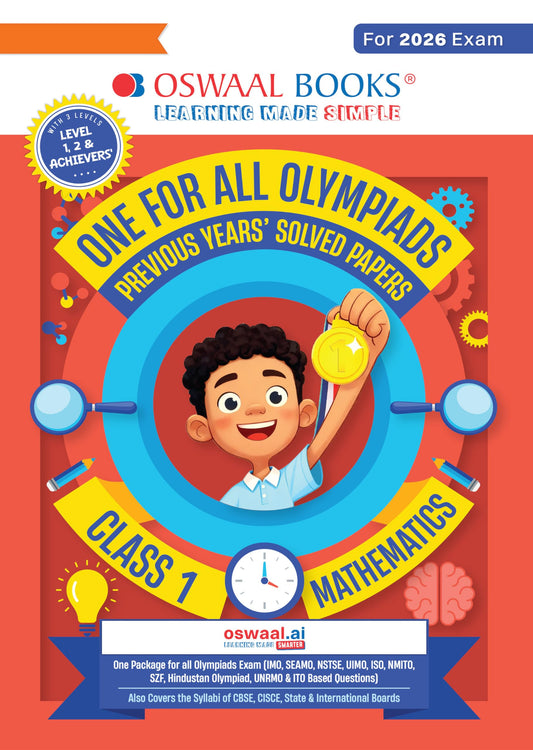Oswaal One For All Olympiads Class 1 Maths Prep-Guide Book | Chapter-wise Previous Years' Solved Papers | Questions for SOF IMO & Other Olympiad Exams 2026 | With Sample Practice Papers & Oswaal.AI