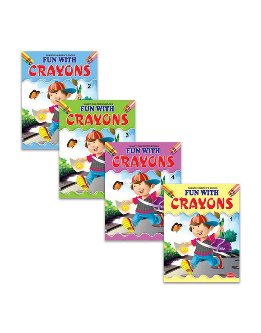 Fun with Crayons - Coloring Book - (Set of 4) For children