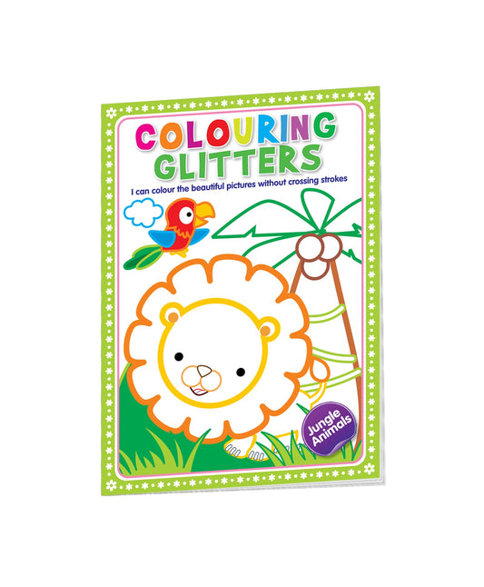 Hello Friend Books Glitter Colouring: Jungle Animals - Easy Colouring with Thick Glitter Lines and Colour Guide, Tear and Frame your Art work.: Colouring Glitters - Jungle Animals