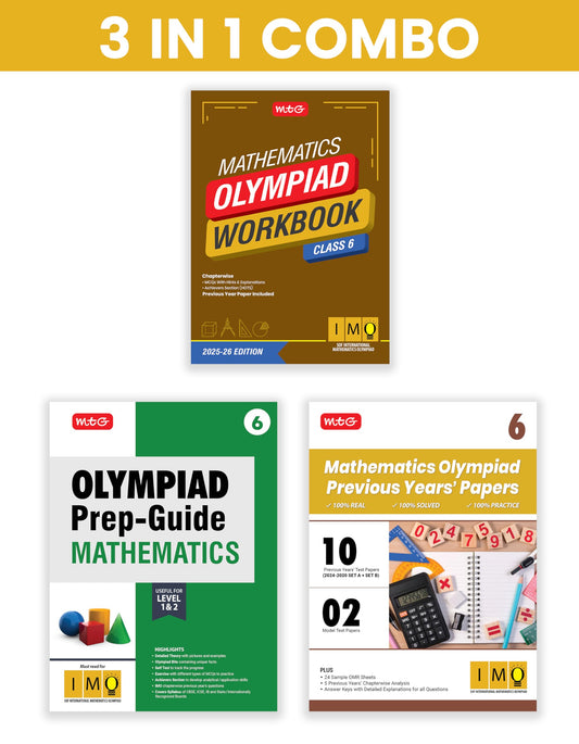MTG Class-6 International Mathematics Olympiad (IMO) Workbook, Prep-Guide & Previous Years Papers (PYQs) with Mock Test Paper (Set of 3 Books) - SOF Olympiad Books For 2025-26 Exam