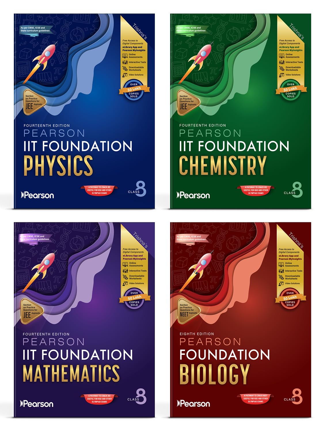 Pearson IIT Foundation' 26 Class 8 Physics Chemistry Mathematics Biology |For JEE, NTSE & Olympiad Exams |JEE Practice Questions |Free acess to Online Assessments, Video Solutions & Interactive Tests