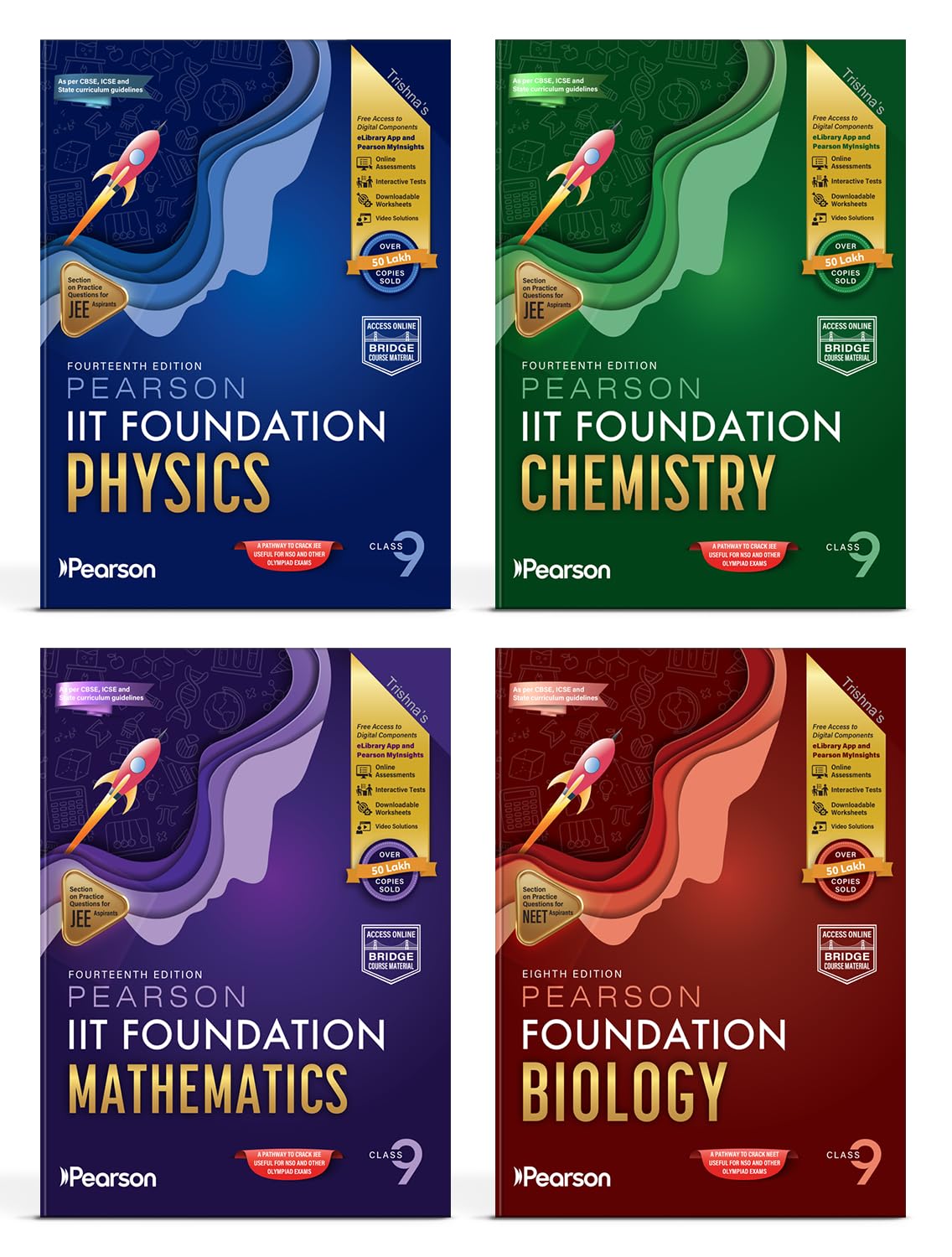 Pearson IIT Foundation' 26 Class 9 Physics Chemistry Mathematics Biology|For JEE, NTSE & Olympiad Exams| JEE Practice Questions |Free acess to Online Assessments, Video Solutions & Interactive Tests