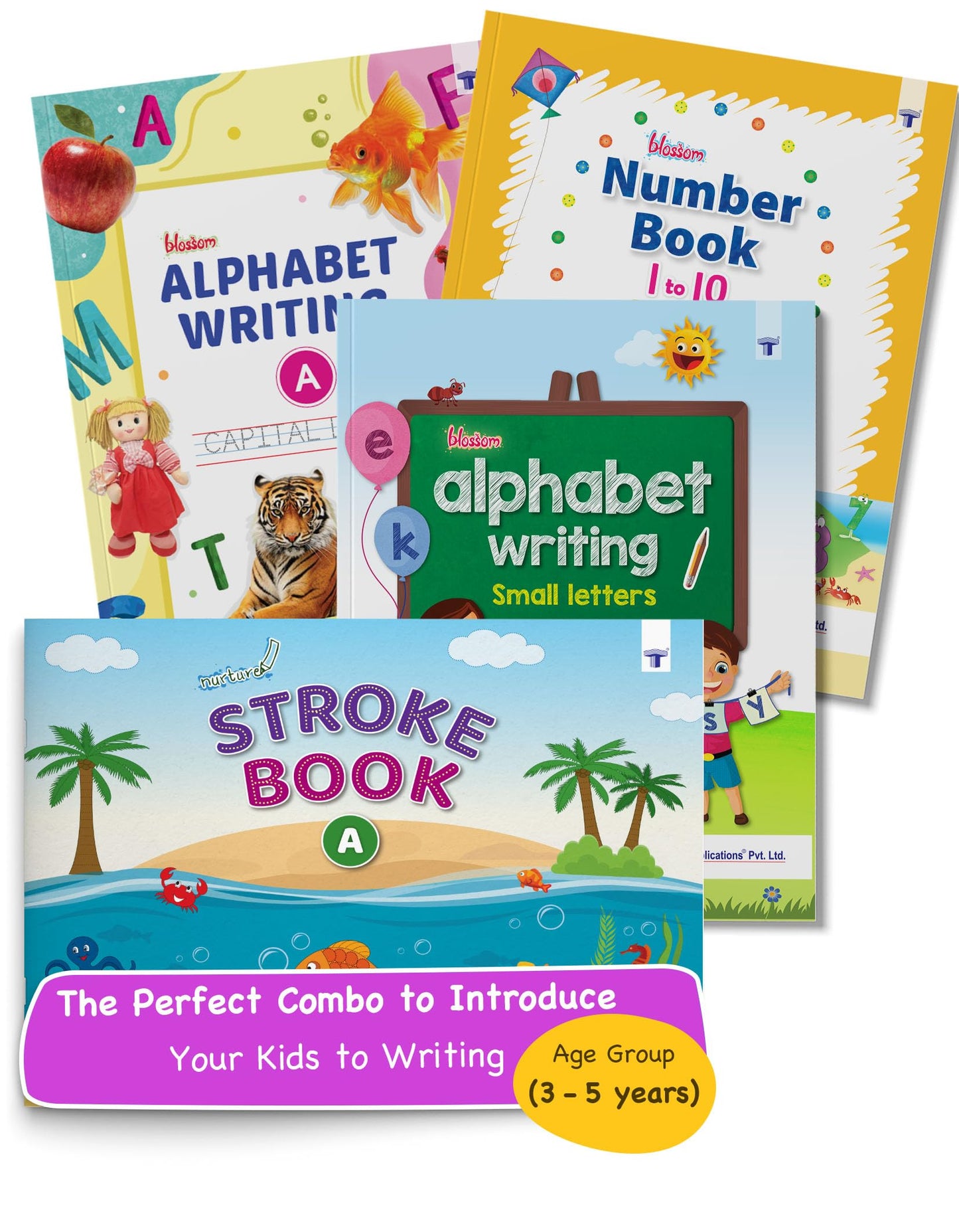 Nursery Writing Books for Kids in English | Age 3+ Years | Learn & Practice ABC Capital and Small Alphabet, 1 to 10 Numbers, Tracing Strokes & Pattern Writing Activities | Set of 4 Books